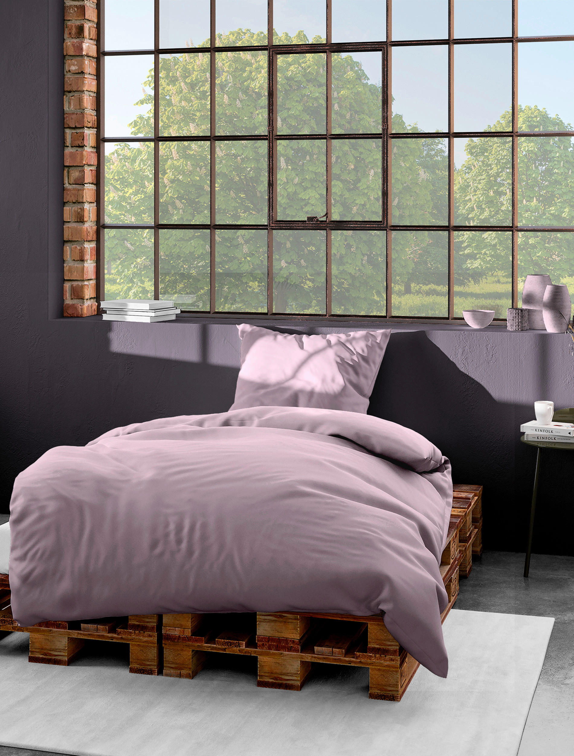 BETTWÄSCHE Makosatin 240/220 cm  - Flieder, KONVENTIONELL, Textil (240/220cm) - Bierbaum