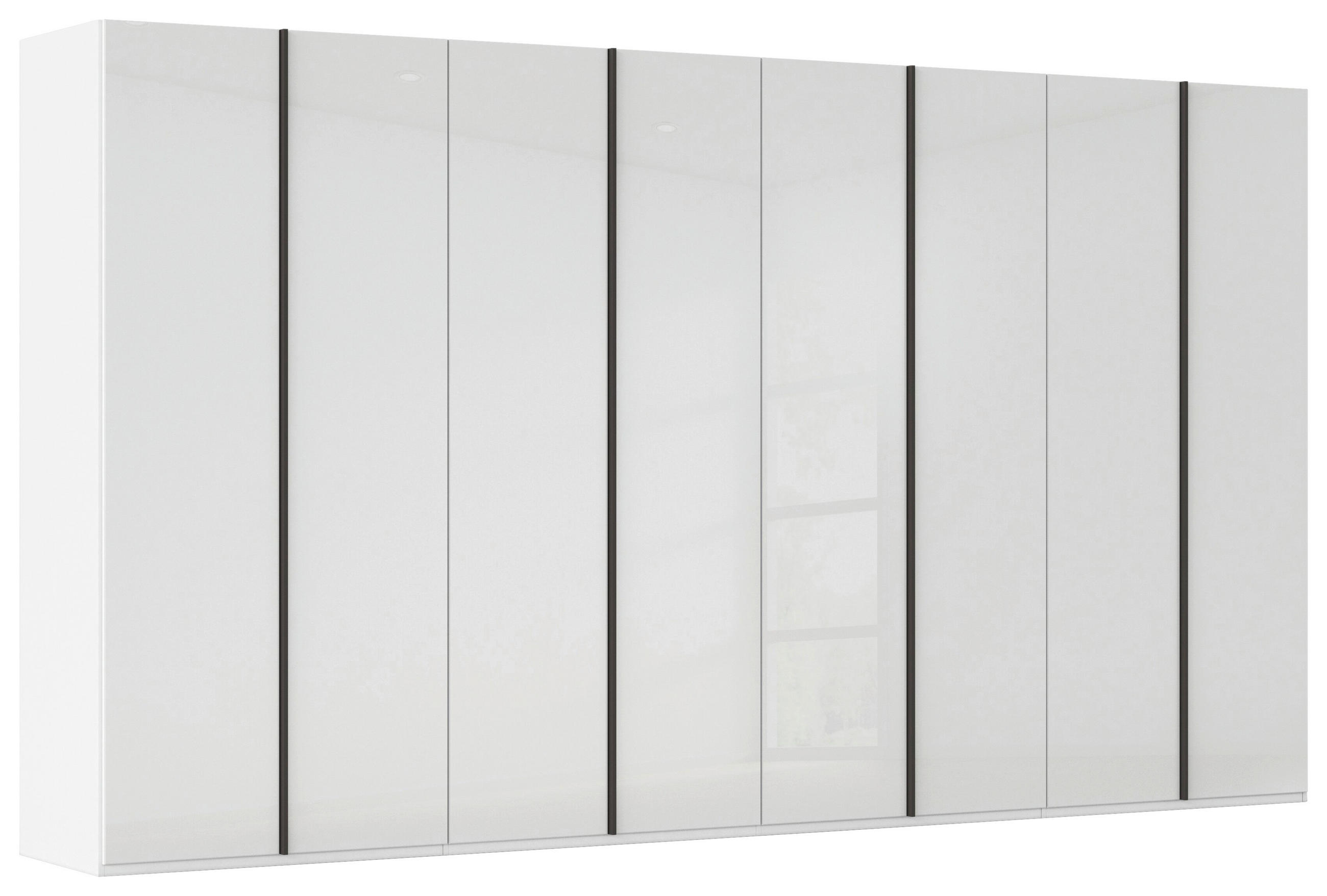 DREHTÜRENSCHRANK 400/223/61 cm,  in Weiß, 8  - Graphitfarben/Weiß, Basics, Glas/Holzwerkstoff (400/223/61cm) - Novel