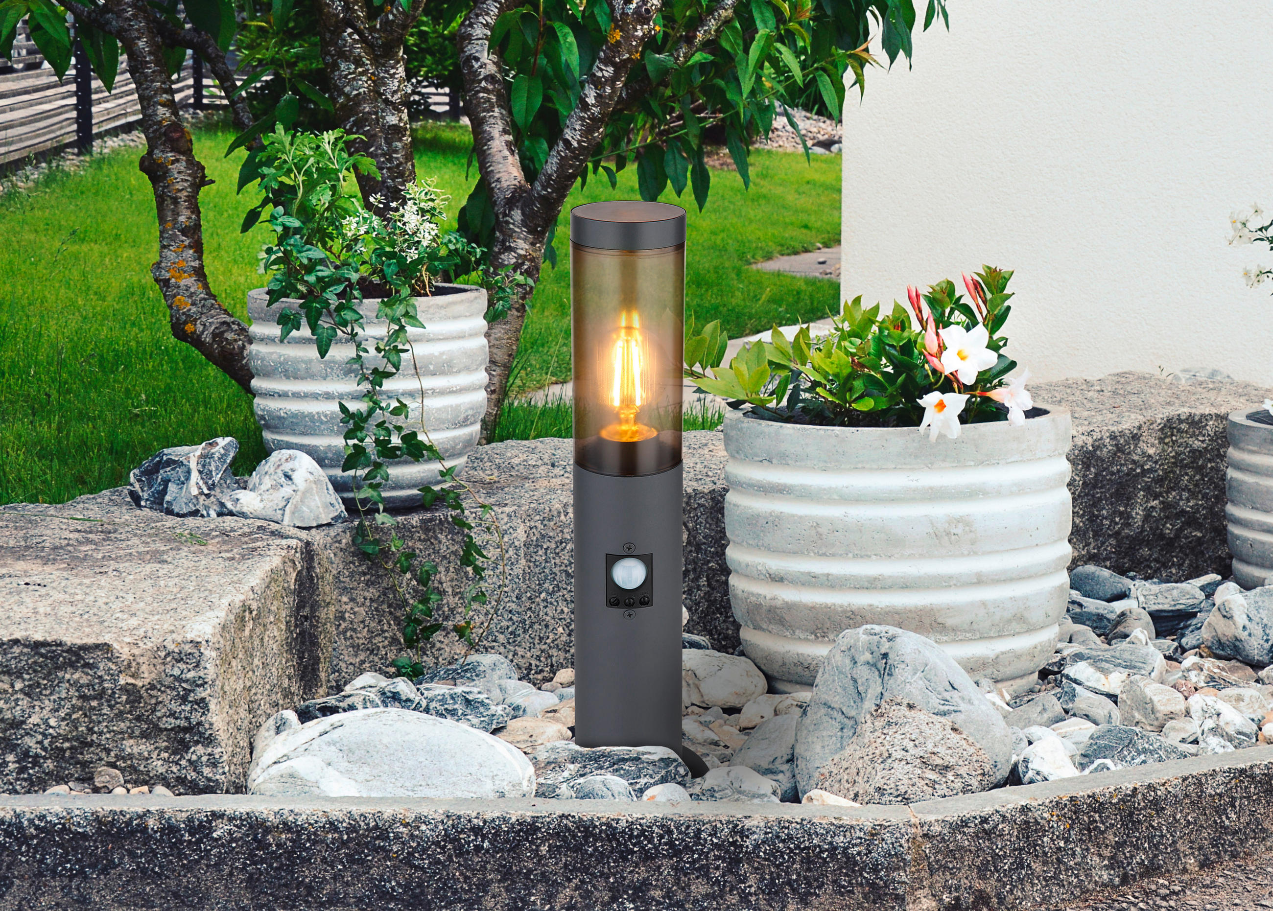 VENKOVNÍ STOJACÍ LAMPA 12,7/45 cm - šedá/antracitová, Design, kov/plast (12,7/45cm) - Globo