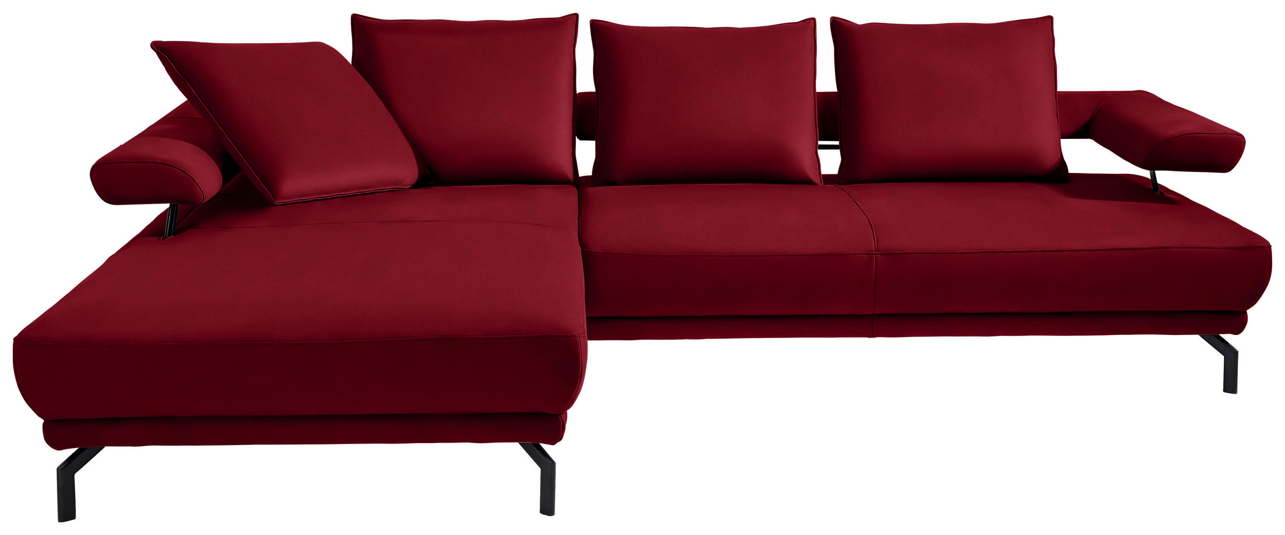 ECKSOFA in Mikrofaser Rot  - Rot/Schwarz, Design, Textil/Metall (224/305cm) - Dieter Knoll