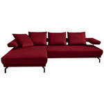 ECKSOFA in Mikrofaser Rot  - Rot/Schwarz, Design, Textil/Metall (224/305cm) - Dieter Knoll