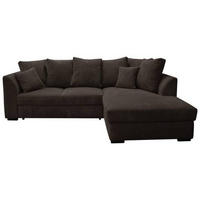 ECKSOFA in Cord Dunkelbraun  - Dunkelbraun/Schwarz, Design, Kunststoff/Textil (259/174cm) - Cantus