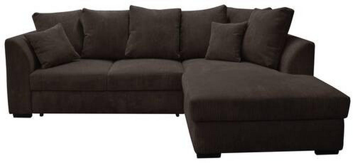 ECKSOFA in Cord Dunkelbraun  - Dunkelbraun/Schwarz, Design, Kunststoff/Textil (259/174cm) - Cantus
