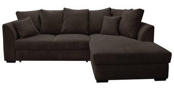 ECKSOFA in Cord Dunkelbraun  - Dunkelbraun/Schwarz, Design, Kunststoff/Textil (259/174cm) - Cantus