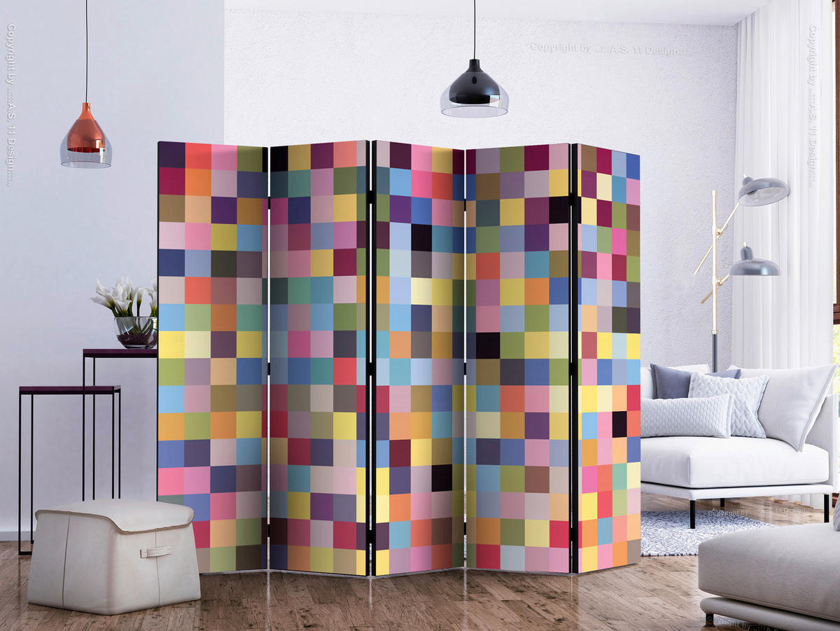 SKÄRMVÄGG  i trä, textil  multicolor  - multicolor, Basics, trä/textil (225/172/3cm) - artgeist