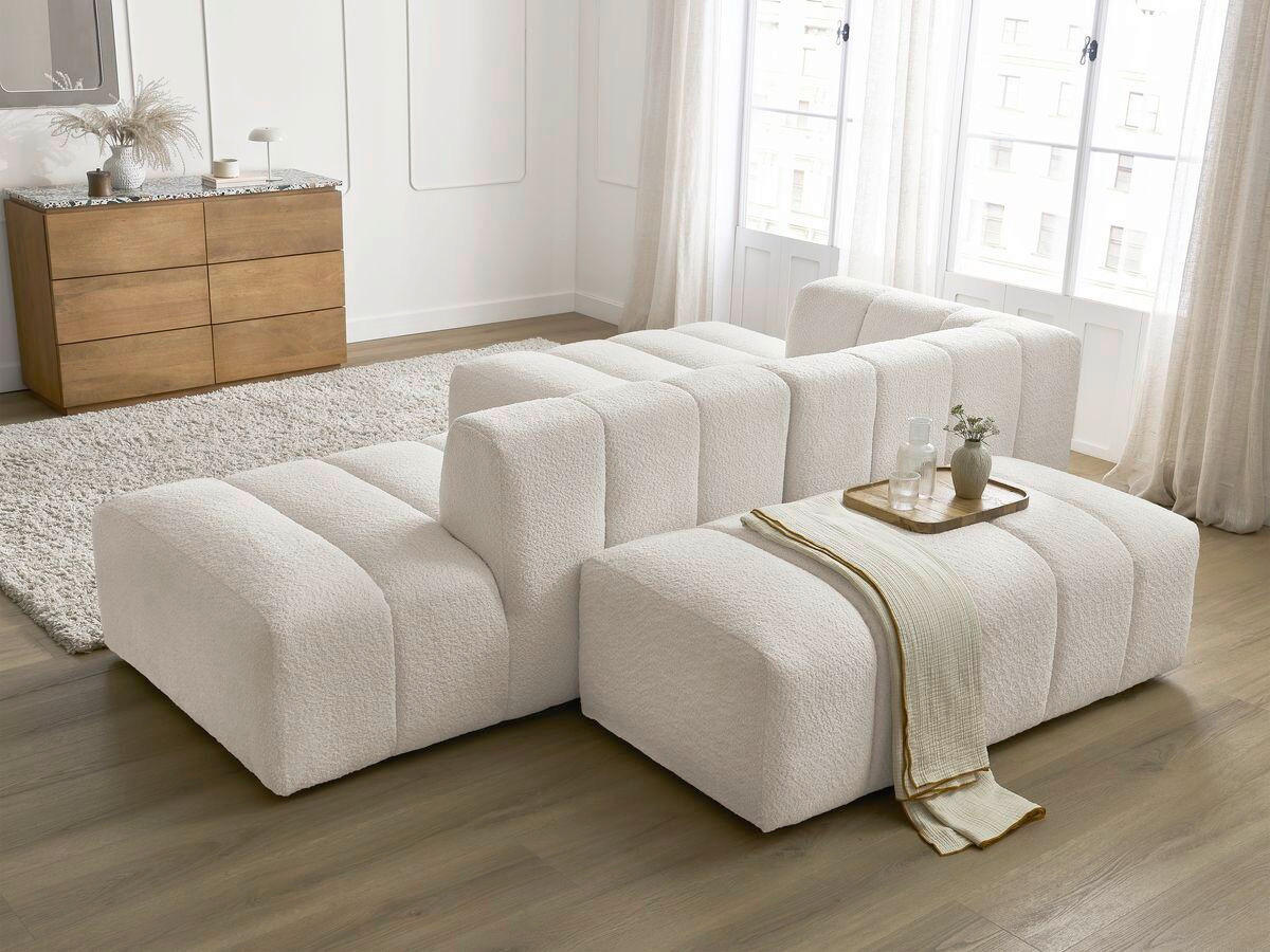 ECKSOFA  ANNECY Weiß Bouclé  - Schwarz/Weiß, MODERN, Kunststoff/Textil (170/262cm)