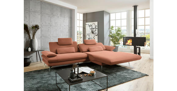 ECKSOFA in Webstoff Orange  - Schwarz/Orange, Design, Textil/Metall (284/184cm) - Dieter Knoll