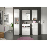 BADEZIMMER 5-teilig  in 134 cm  - Weiß Hochglanz/Silberfarben, MODERN, Glas/Holzwerkstoff (134cm) - MID.YOU