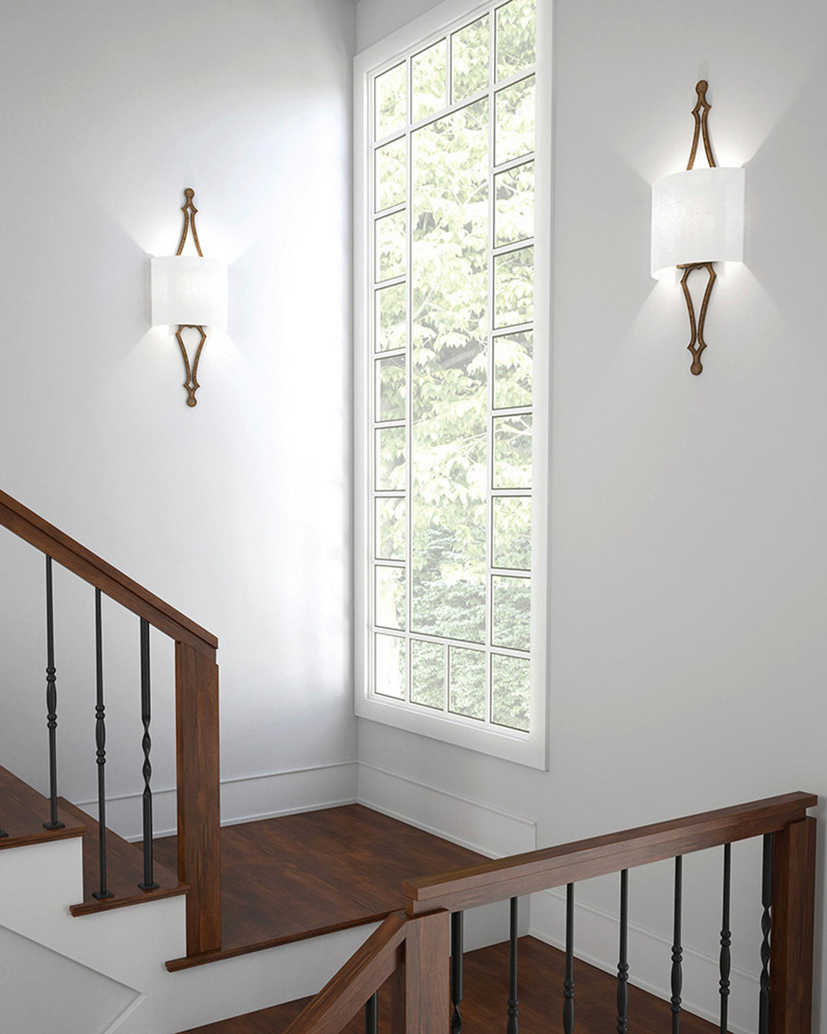 WANDLEUCHTE - Weiss/Goldfarben, Konventionell, Textil/Metall (29.2/77.8/11.7cm) - Elstead Lighting