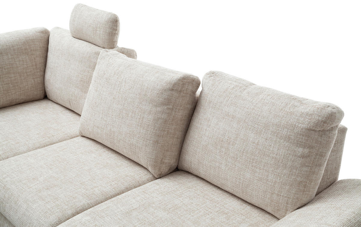 ECKSCHLAFSOFA in Struktur Creme  - Wildeiche/Creme, Modern, Holz/Textil (206/265cm) - Livetastic
