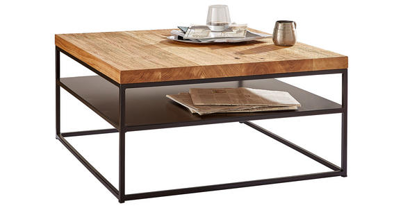 COUCHTISCH in Holz, Metall 80/80/40 cm - Eichefarben/Schwarz, Design, Holz/Metall (80/80/40cm) - Novel