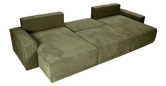 WOHNLANDSCHAFT  in Cord Dunkelgrün  - Dunkelgrün/Schwarz, KONVENTIONELL, Kunststoff/Textil (155/348/155cm) - Carryhome