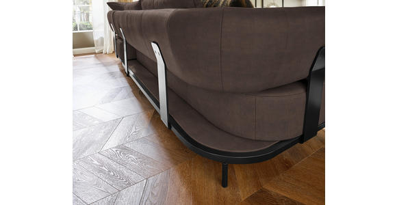 ECKSOFA in Echtleder Dunkelbraun  - Dunkelbraun/Schwarz, Design, Leder/Metall (302/237cm) - Dieter Knoll