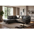 ECKSOFA Schwarz Echtleder  - Chromfarben/Schwarz, Design, Leder/Metall (224/252cm) - Novel