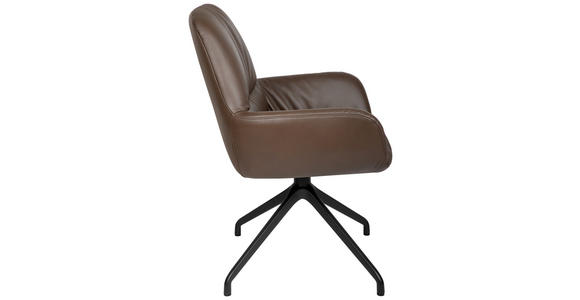 ARMLEHNSTUHL  in Aluminium, Eisen Echtleder pigmentiert  - Schwarz/Braun, Design, Leder/Metall (64/89/65cm) - Dieter Knoll