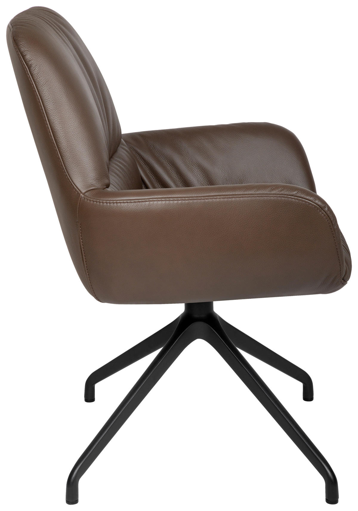 ARMLEHNSTUHL  in Aluminium, Eisen Echtleder pigmentiert  - Schwarz/Braun, Design, Leder/Metall (64/89/65cm) - Dieter Knoll