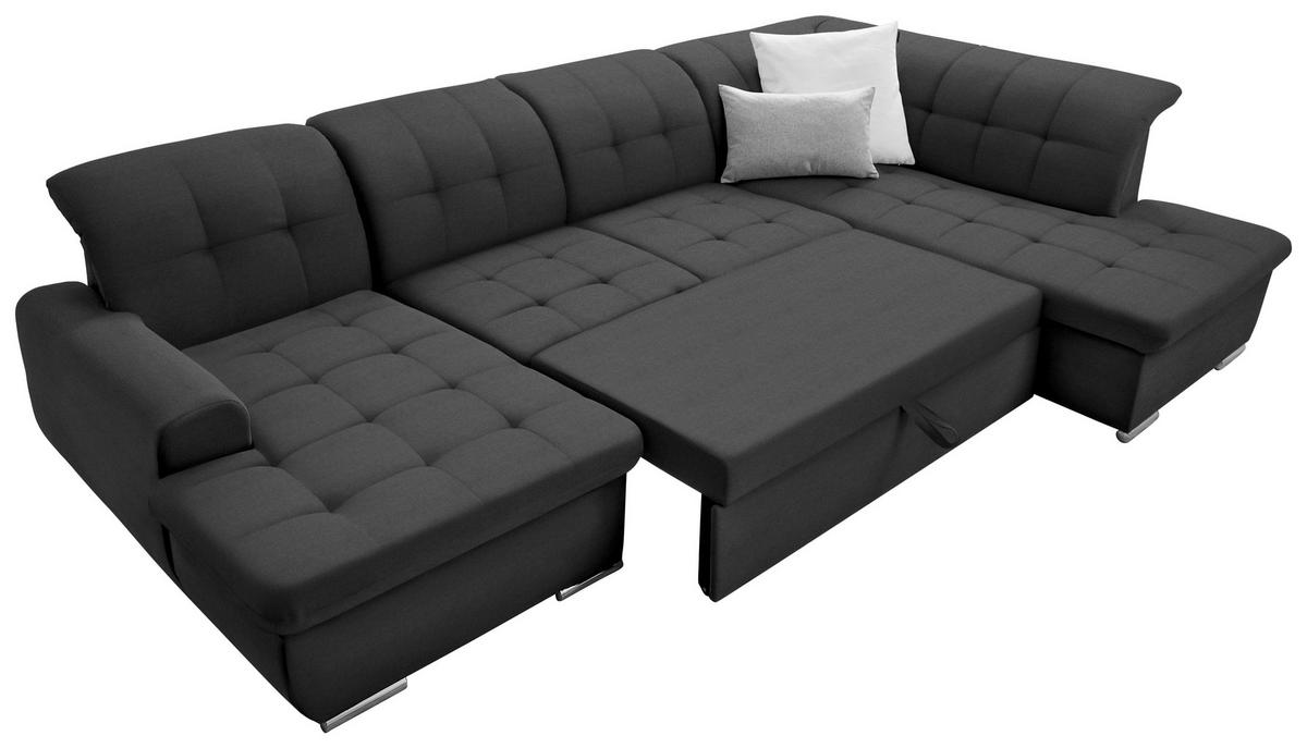WOHNLANDSCHAFT in Flachgewebe Graubraun  - Graubraun/Silberfarben, Design, Textil/Metall (145/342/208cm) - Cantus
