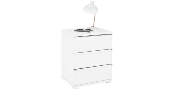 NACHTKÄSTCHEN 51/62/40 cm in Weiß - Chromfarben/Weiß, Design, Glas/Holzwerkstoff (51/62/40cm) - Moderano