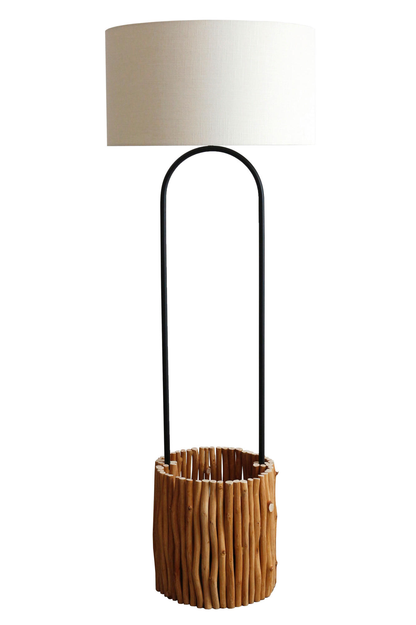 STEHLEUCHTE  34/155/34 cm   - Schwarz/Naturfarben, Design, Holz/Textil (34/155/34cm) - P & B