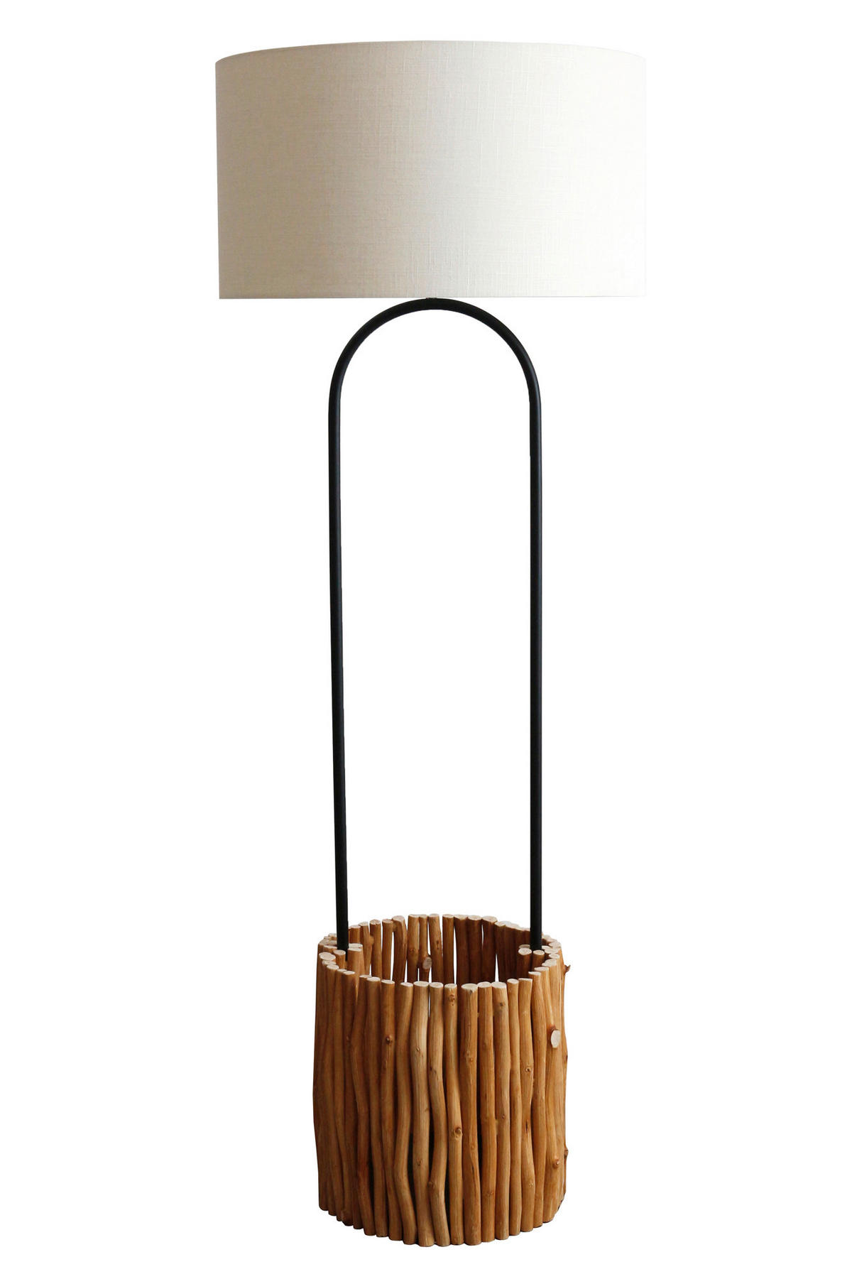 STEHLEUCHTE  34/155/34 cm   - Schwarz/Naturfarben, Design, Holz/Textil (34/155/34cm) - P & B