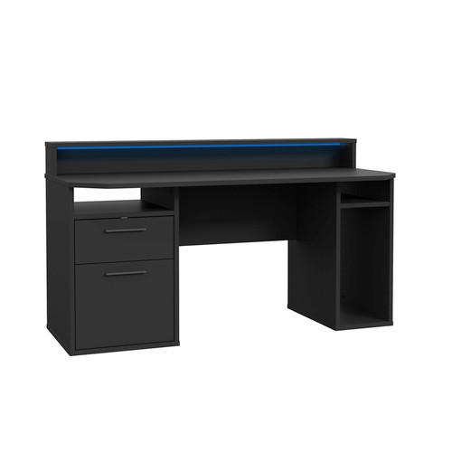 GAMINGTISCH Schwarz  - Alufarben/Schwarz, MODERN, Holzwerkstoff/Kunststoff (160/72/91cm) - MID.YOU