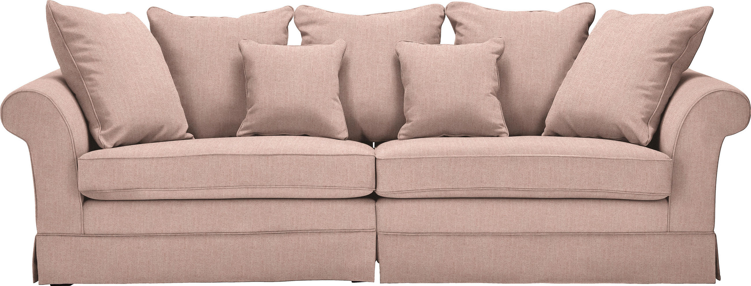 BIGSOFA Flachgewebe Rosa  - Dunkelbraun/Rosa, Trend, Holz/Textil (264/70/111cm) - MID.YOU