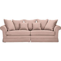 BIGSOFA Flachgewebe Rosa  - Dunkelbraun/Rosa, Trend, Holz/Textil (264/70/111cm) - MID.YOU