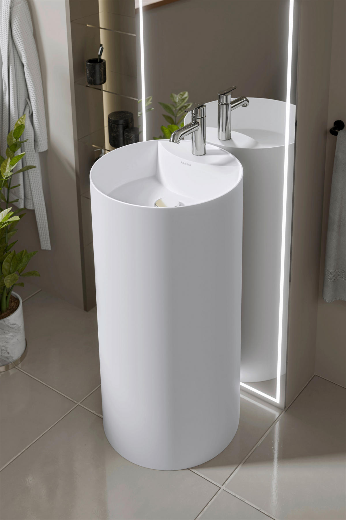 WASCHBECKEN  - Weiss, Basics, Stein (44/87/44cm) - Dieter Knoll