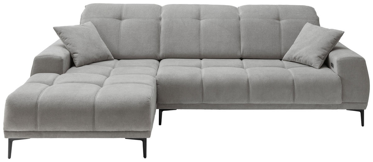 ECKSOFA NESTO in Chenille Grau  187/292 cm  - Schwarz/Grau, Basics, Textil/Metall (187/292cm) - Livetastic