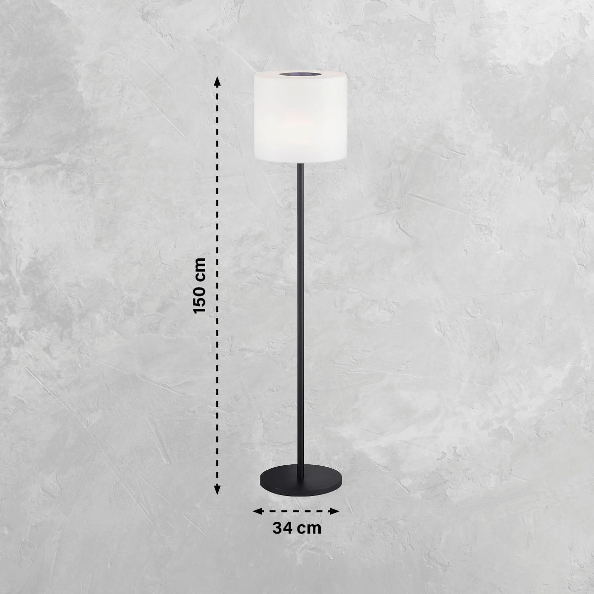 AKKU-STEHLEUCHTE 34/150 cm    - Schwarz/Weiß, Design, Glas/Kunststoff (34/150cm) - Schöner Wohnen