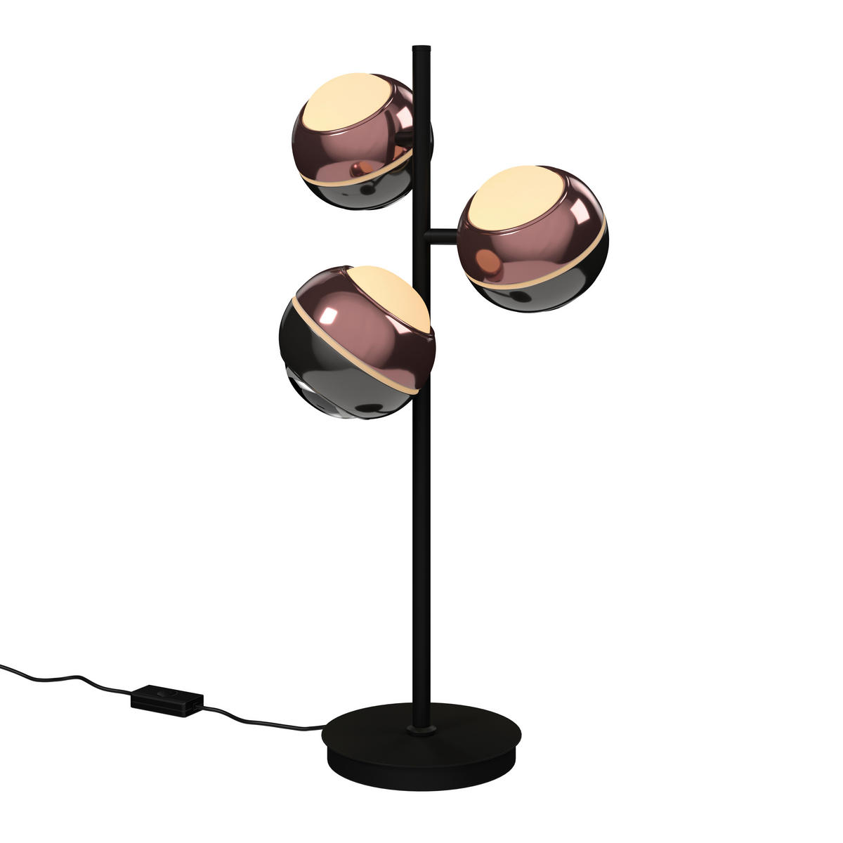 LED-TISCHLEUCHTE Easy 28/60 cm  - Schwarz/Kupferfarben, Design, Glas/Kunststoff (28/60cm) - Dieter Knoll