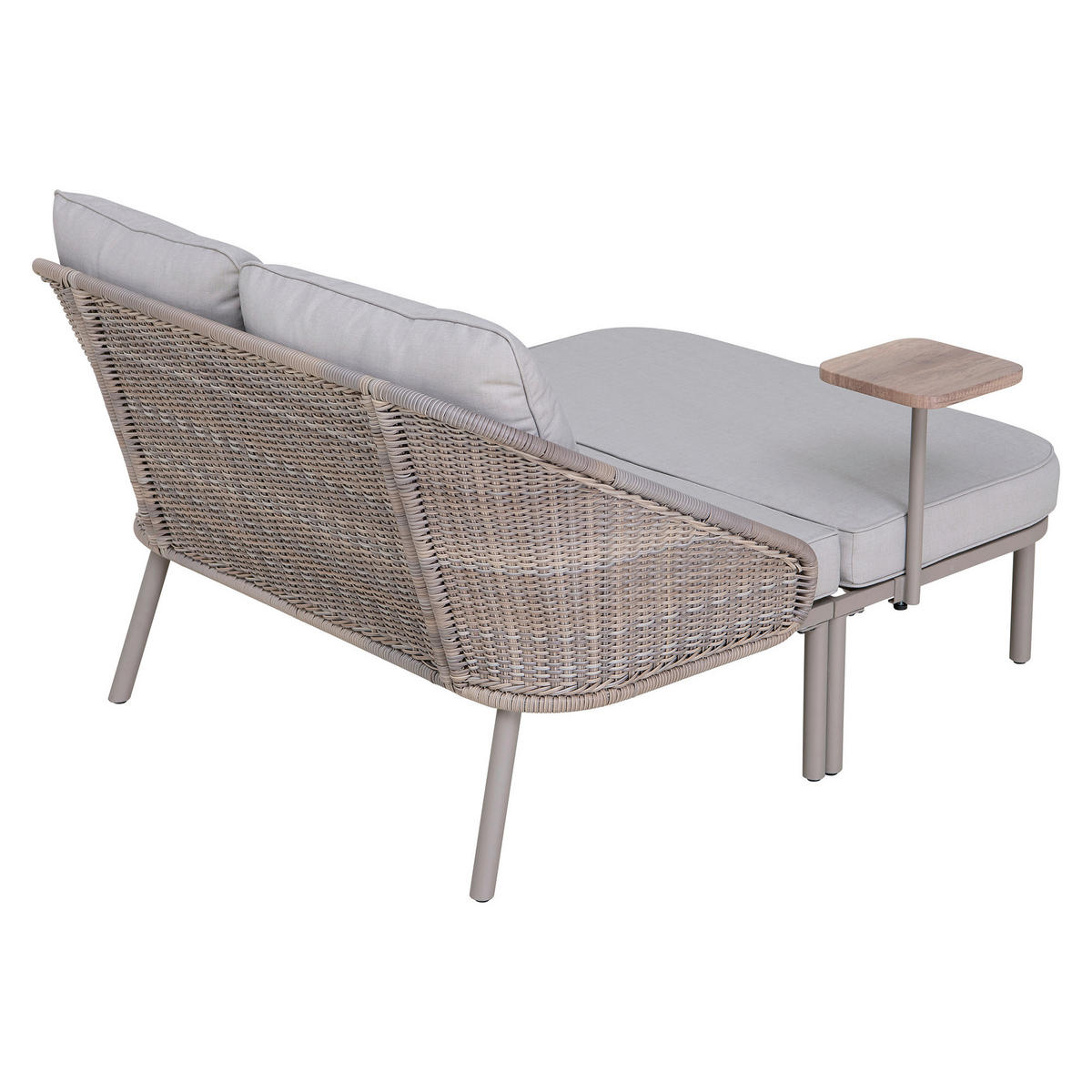 DOPPELLIEGE 142/82/128 cm Rattan  - Naturfarben/Grau, Basics, Holz/Kunststoff (142/82/128cm) - Modante