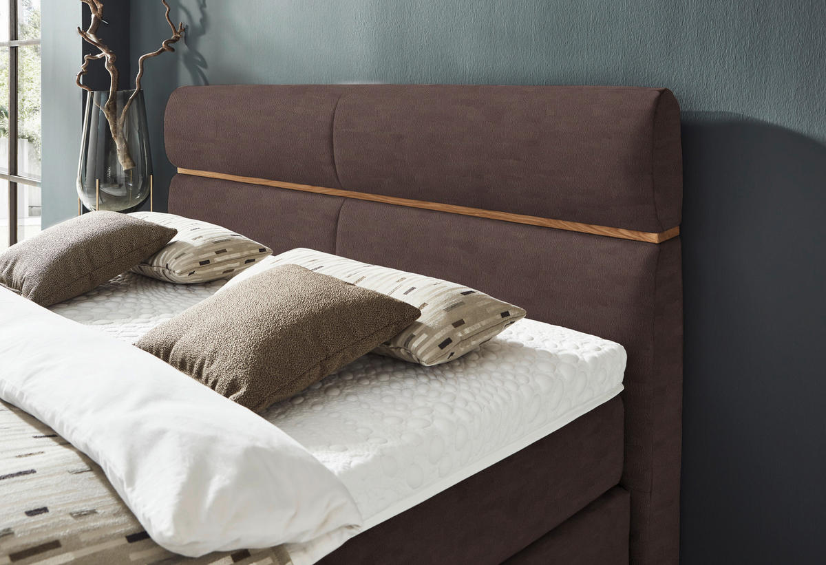 BOXSPRINGBETT 180/200 cm  in Eichefarben, Dunkelbraun  - Eichefarben/Dunkelbraun, KONVENTIONELL, Holz/Kunststoff (180/200cm) - Dieter Knoll