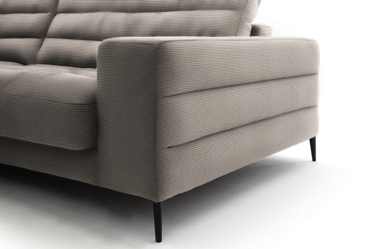 ECKSOFA in Cord Sandfarben  - Sandfarben/Schwarz, Design, Textil/Metall (207/296cm) - Dieter Knoll