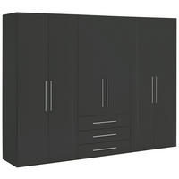 DREHTÜRENSCHRANK  in Anthrazit, Anthrazit Hochglanz  - Anthrazit/Anthrazit Hochglanz, KONVENTIONELL, Holzwerkstoff/Metall (292,8/218,6/59,6cm) - Xora