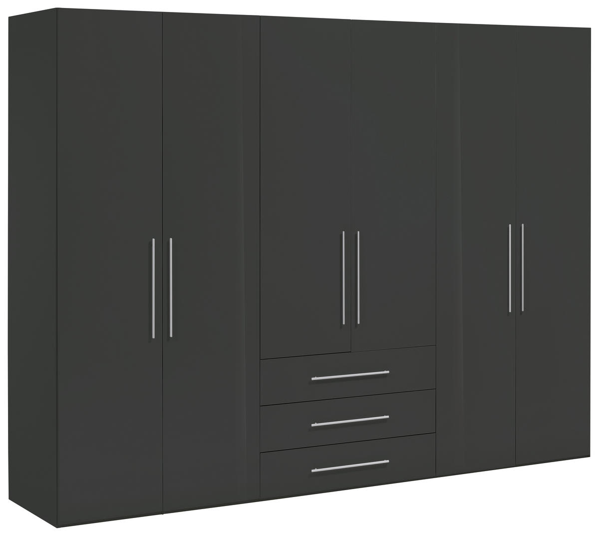 DREHTÜRENSCHRANK  in Anthrazit, Anthrazit Hochglanz  - Anthrazit/Anthrazit Hochglanz, KONVENTIONELL, Holzwerkstoff/Metall (292,8/218,6/59,6cm) - Xora