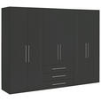 DREHTÜRENSCHRANK  in Anthrazit Hochglanz, Anthrazit  - Anthrazit/Anthrazit Hochglanz, KONVENTIONELL, Holzwerkstoff/Metall (292,8/218,6/59,6cm) - Xora