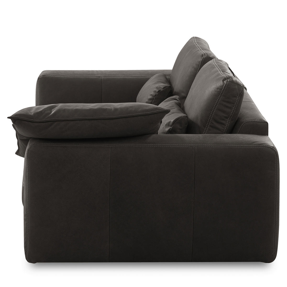 2-SITZER-SOFA  in Echtleder Dunkelgrau   - Dunkelgrau/Beige, Design, Leder/Kunststoff (240/85/123cm) - Livetastic