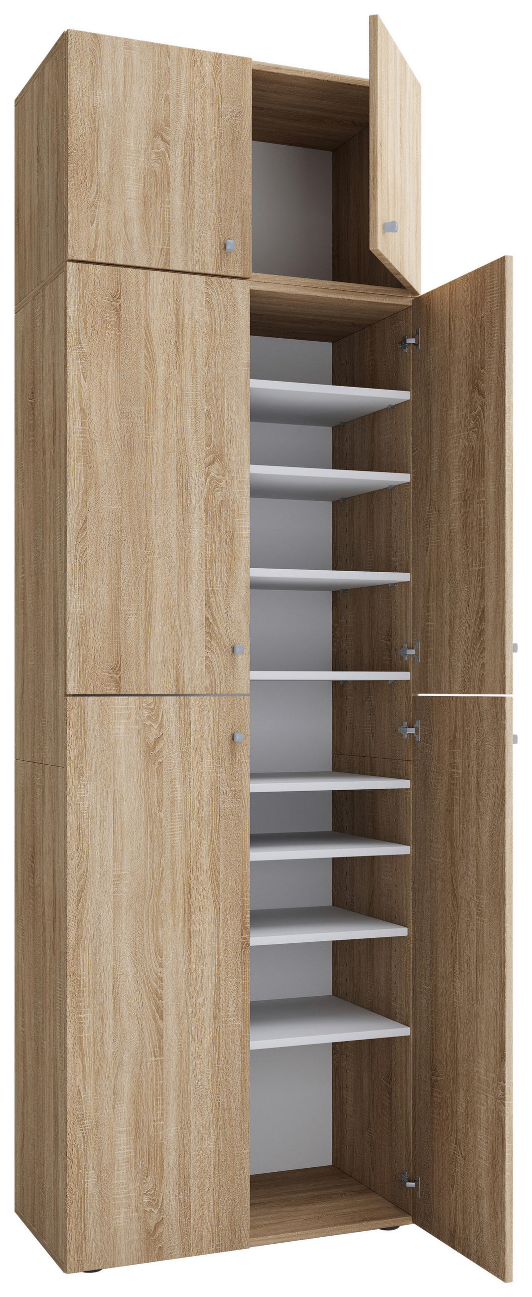 SCHUHSCHRANK Sonoma Eiche  - Schwarz/Grau, MODERN, Holzwerkstoff/Kunststoff (70/223/39cm) - MID.YOU