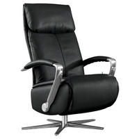 RELAXSESSEL Echtleder Kopfteilverstellung, Rücken echt, Fußteilverstellung    - Chromfarben/Schwarz, Design, Leder/Metall (68/113/80cm) - Chilliano