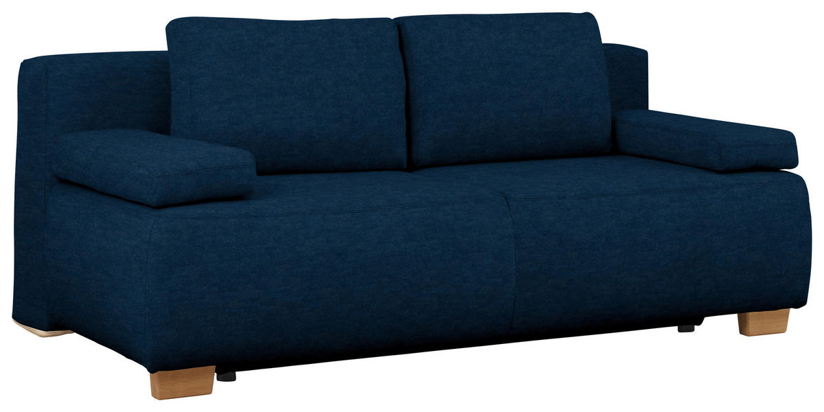 BOXSPRINGSOFA in Webstoff Dunkelblau  - Naturfarben/Dunkelblau, Design, Holz/Textil (205/93/108cm) - Venda