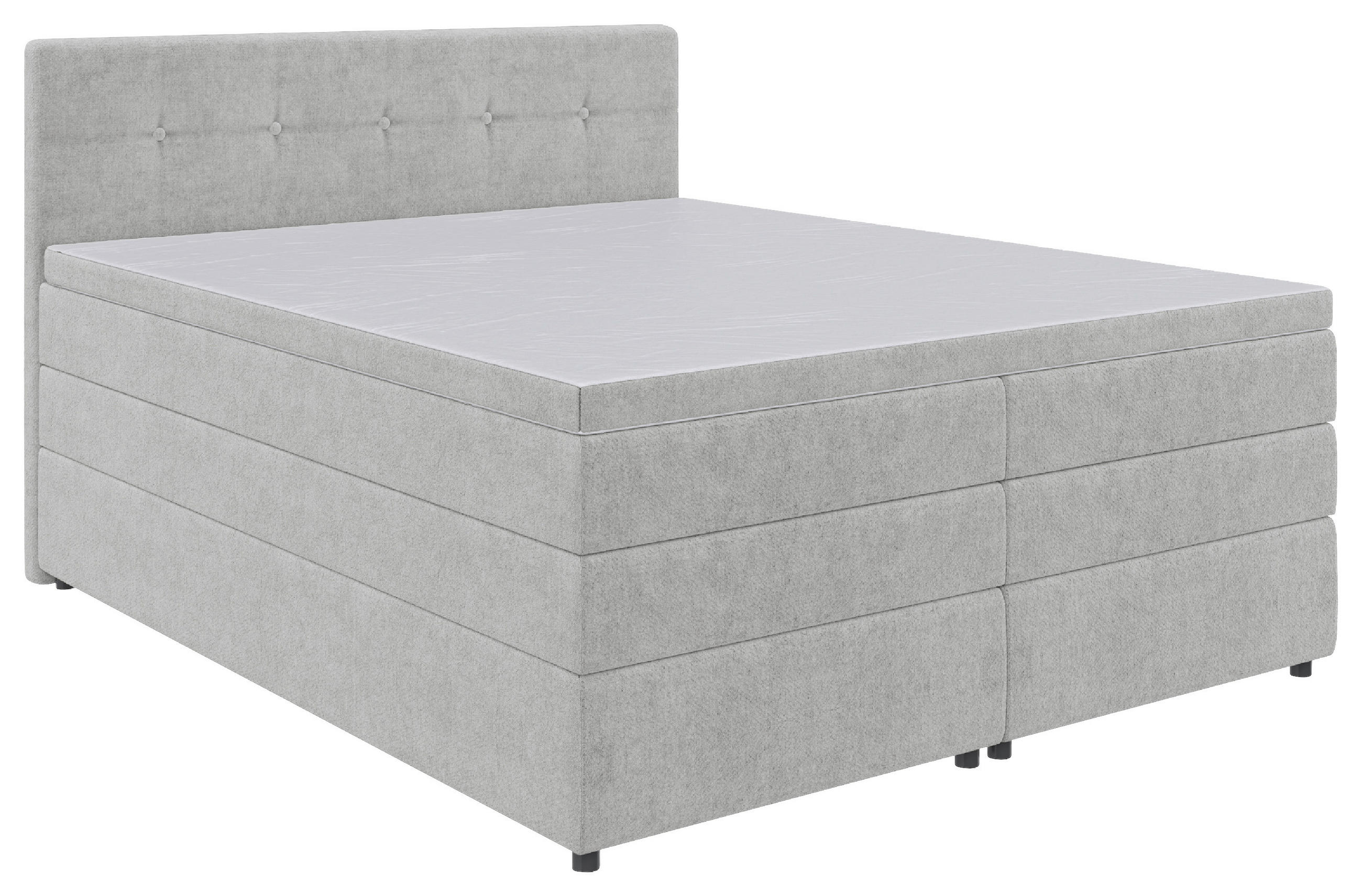 BOXSPRINGBETT 160/200 cm,  in Hellgrau, Bettkasten, Topper, Matratzen, H3 = fest  - Hellgrau/Schwarz, KONVENTIONELL, Kunststoff/Textil (160/200cm) - Boxxx