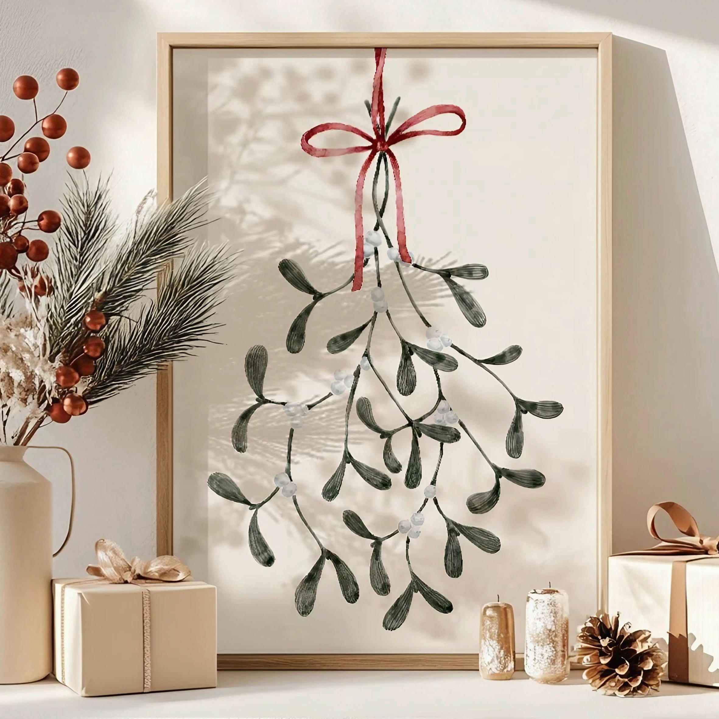 LEINWANDBILD Abstraktes 33/48/2 cm  - Dunkelgrün/Rot, Basics, Holzwerkstoff (33/48/2cm) - X-Mas