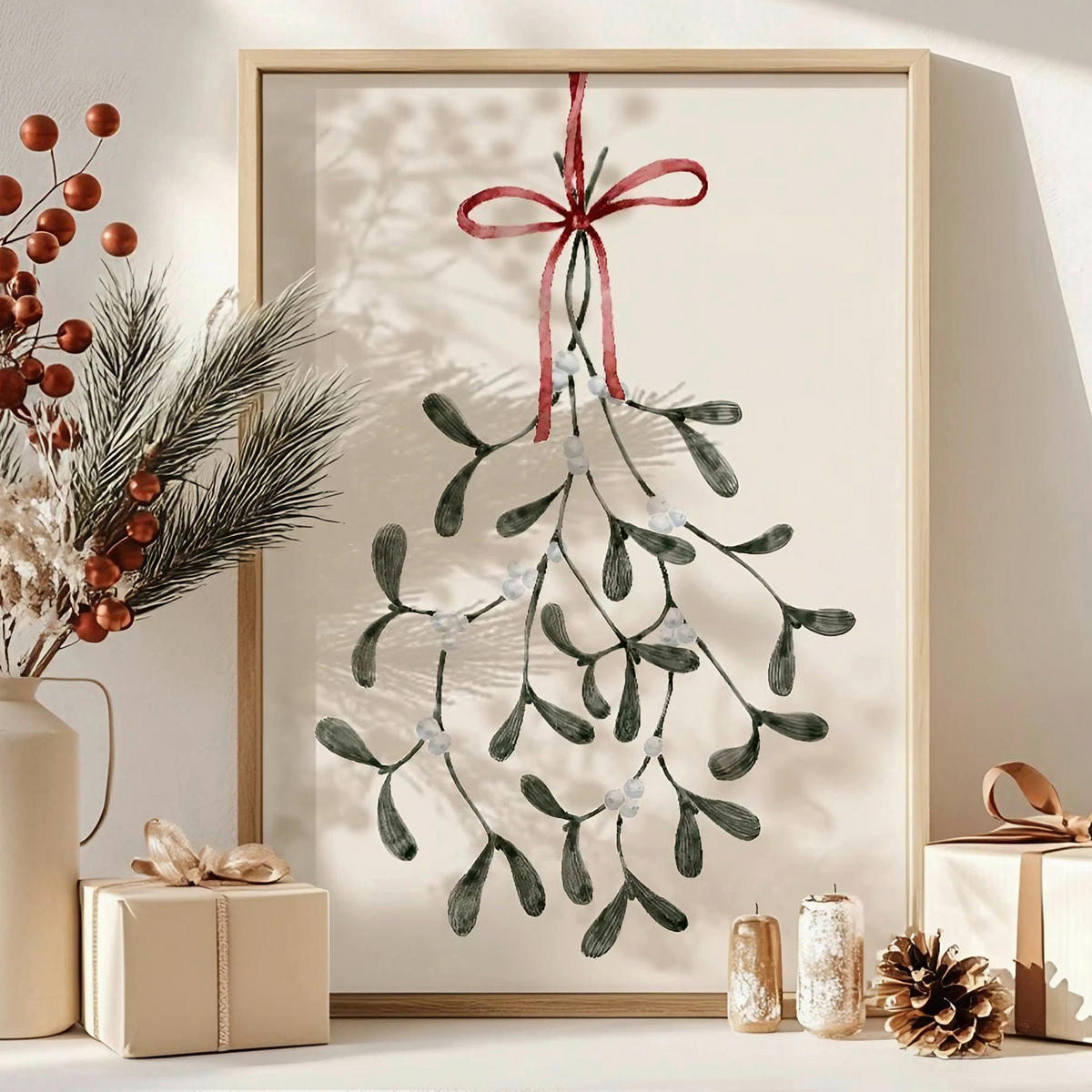 LEINWANDBILD Abstraktes 33/48/2 cm  - Dunkelgrün/Rot, Basics, Holzwerkstoff (33/48/2cm) - X-Mas