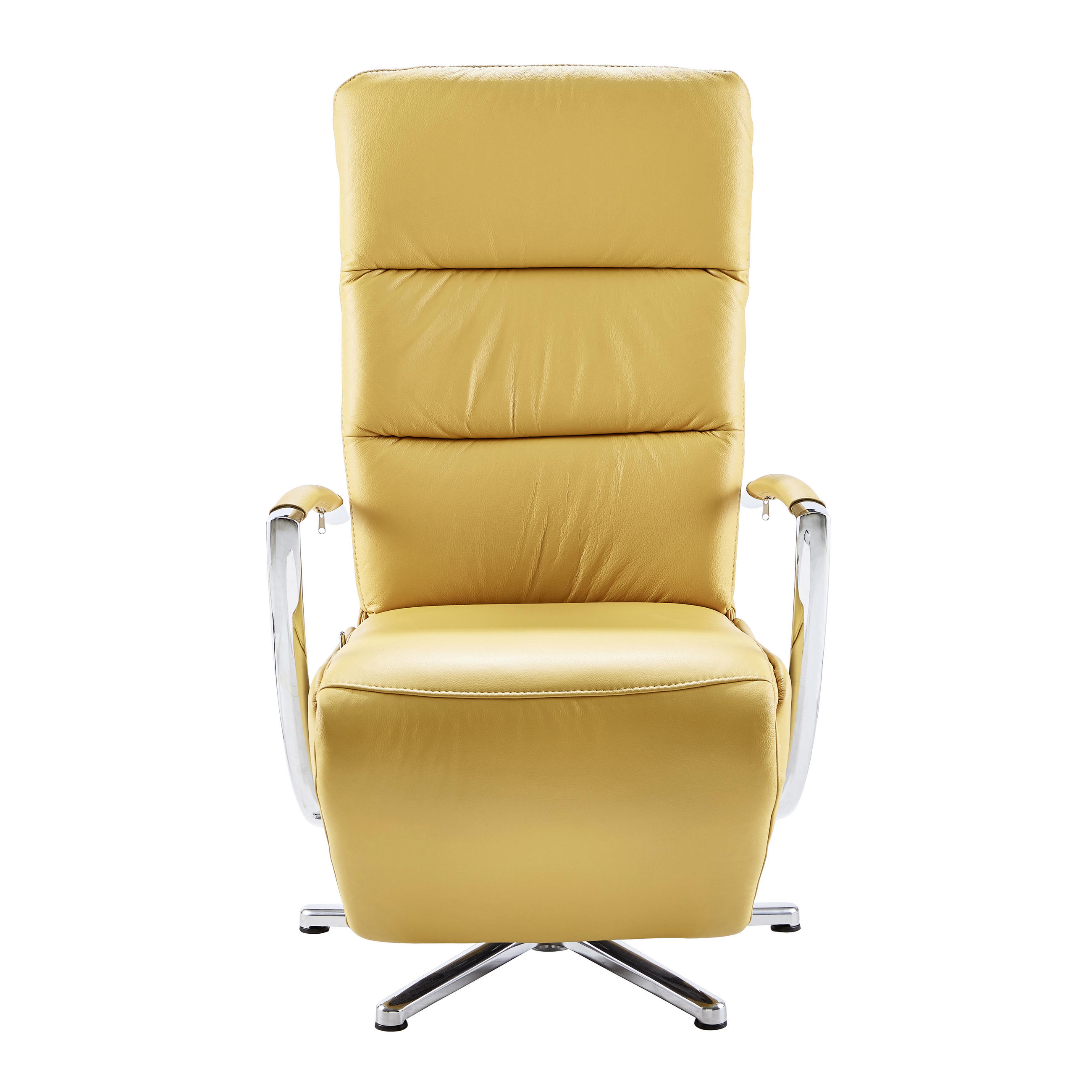 RELAXSESSEL in Leder Gelb - Chromfarben/Gelb, Design, Leder/Metall (64/108-112/80cm) - Cantus
