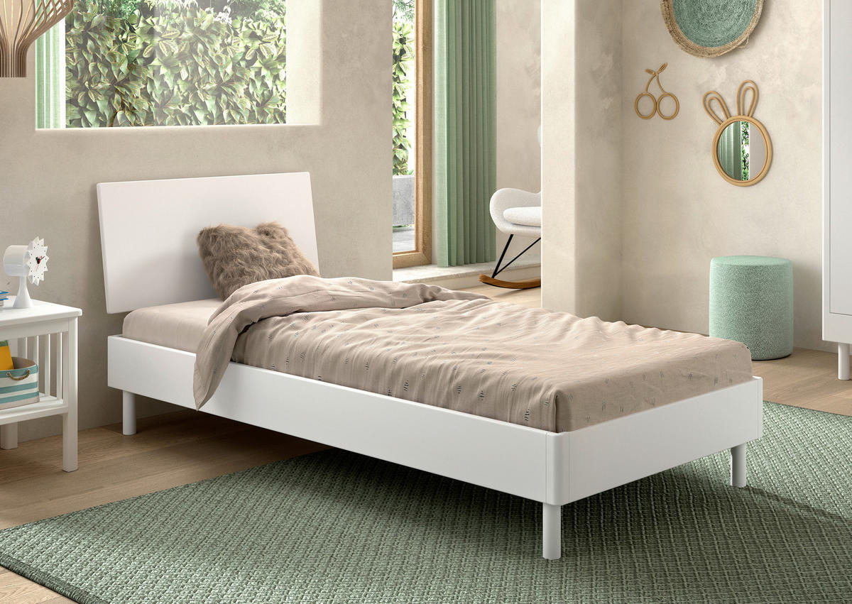BETT 90/200 cm  in Weiß  - Naturfarben/Weiß, MODERN, Holz (90/200cm) - MID.YOU
