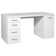 RAČUNALNIŠKA MIZA leseni material bela - bela/antracit, Basics, umetna masa/leseni material (139/74/60cm) - Xora