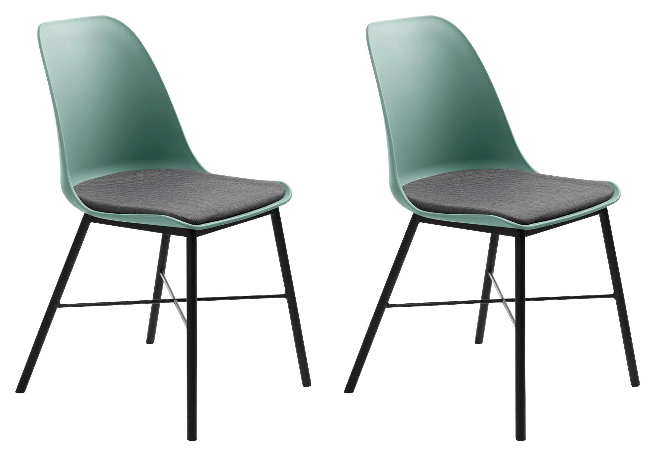 STUHL-SET 2 Stück  in matt  - Schwarz/Hellgrün, MODERN, Kunststoff/Textil (47/83/54cm) - Livetastic