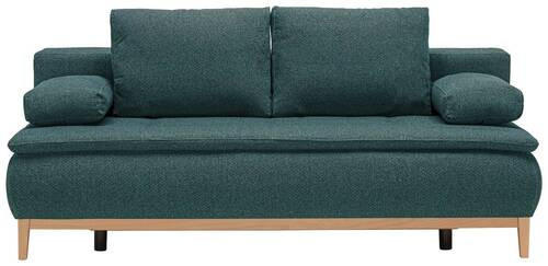 BOXSPRINGSOFA Flachgewebe Petrol  - Eichefarben/Beige, Design, Holz/Textil (202/78/93/100cm) - Carryhome