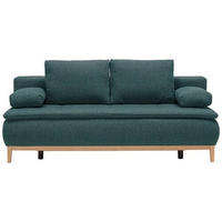 BOXSPRINGSOFA Flachgewebe Petrol  - Eichefarben/Beige, Design, Holz/Textil (202/78/93/100cm) - Carryhome